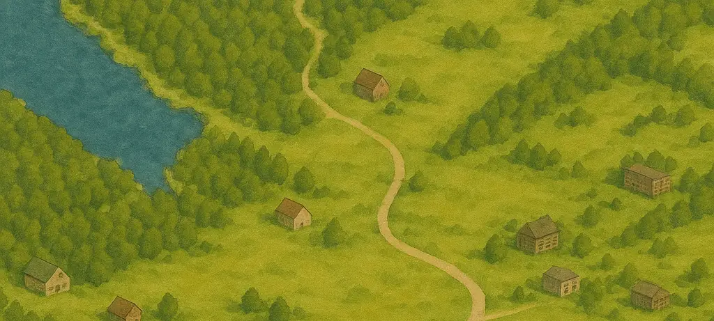 A path running through grass