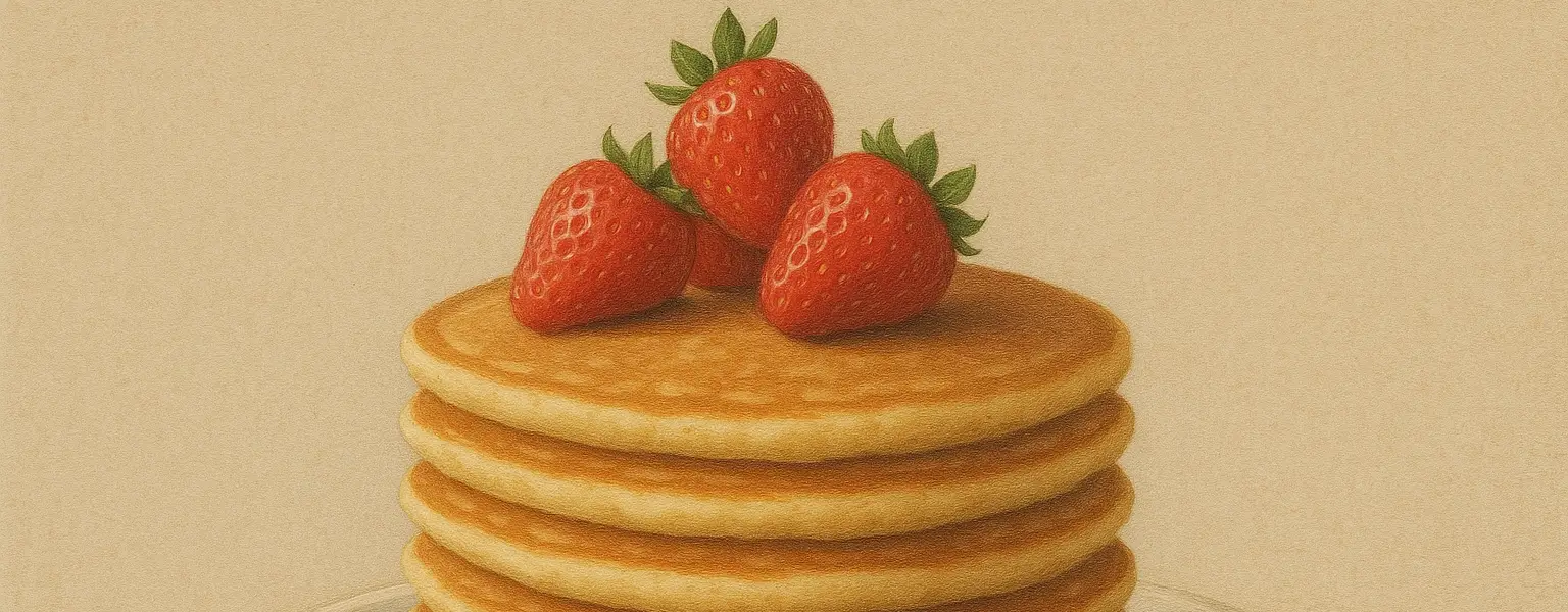 A plate of pancakes with strawberries.