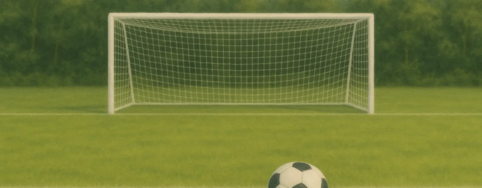 A soccer goal with a ball.