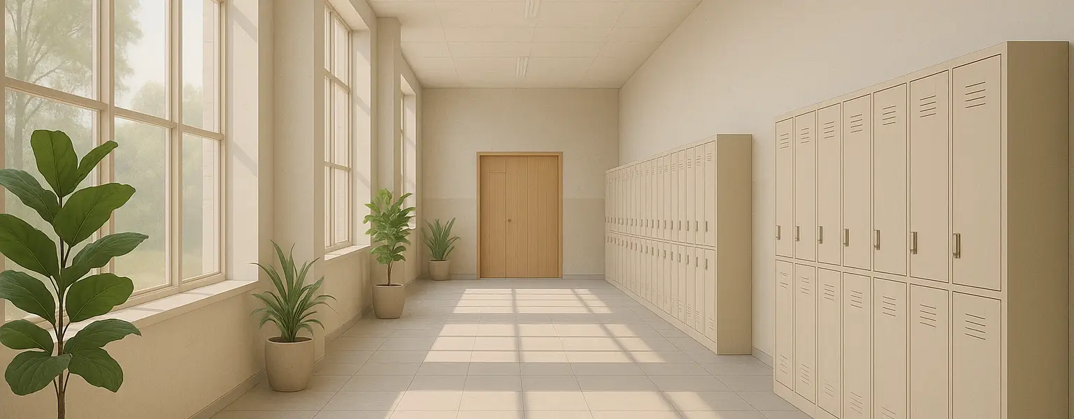 A school hallway with lockers