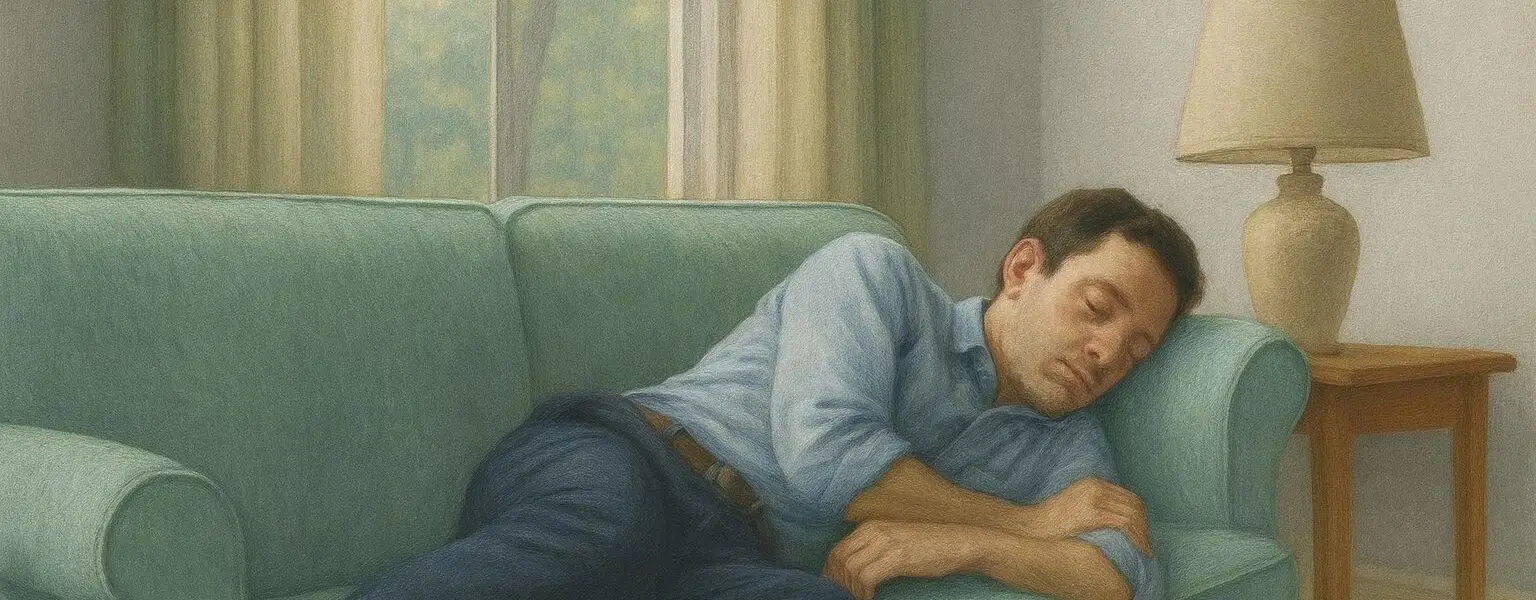 A man sleeping on a couch