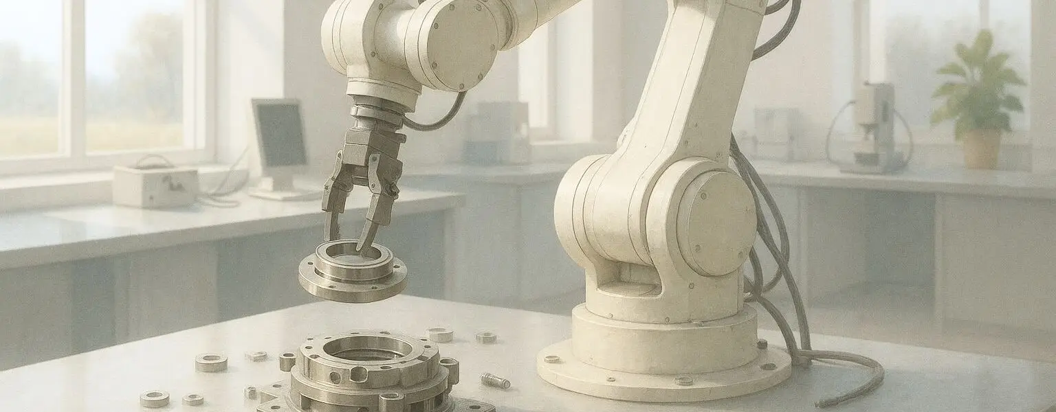 A robot hand working on a machine