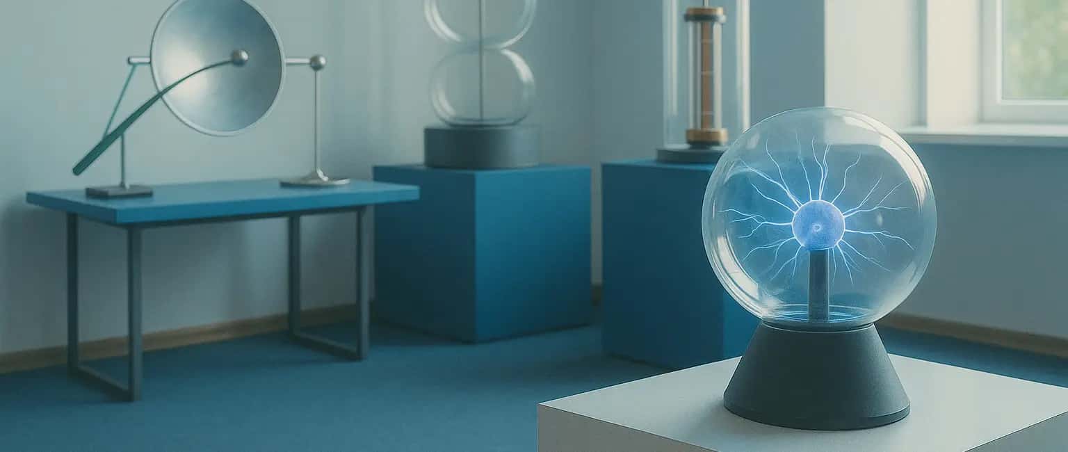 Guide explaining an experiment at a science center